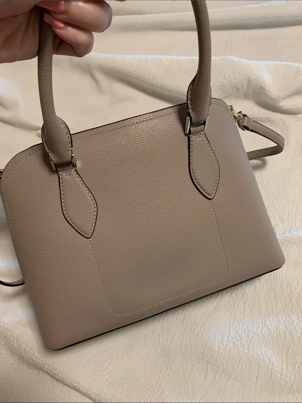 kate spade taupe pebbled leather crossbody satchel - Picture 4 of 4
